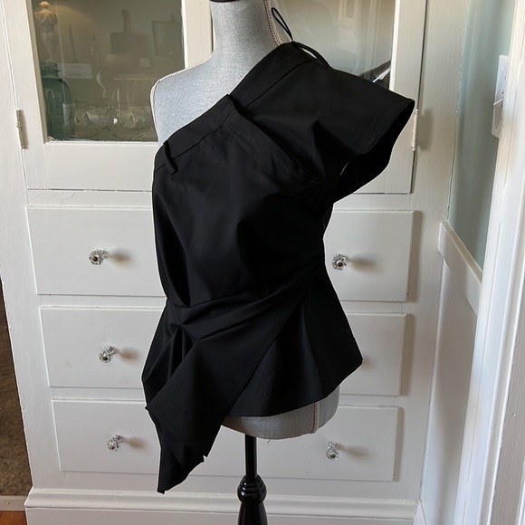 Rare amazing Zara Limited asymmetric black pant top with working zipper NWT - Picture 8 of 13